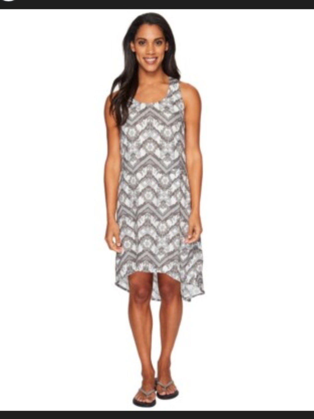 KAVU Women’s Jocelyn Sleeveless Hi-Low Tank Dress Grey Ikat Size Medium